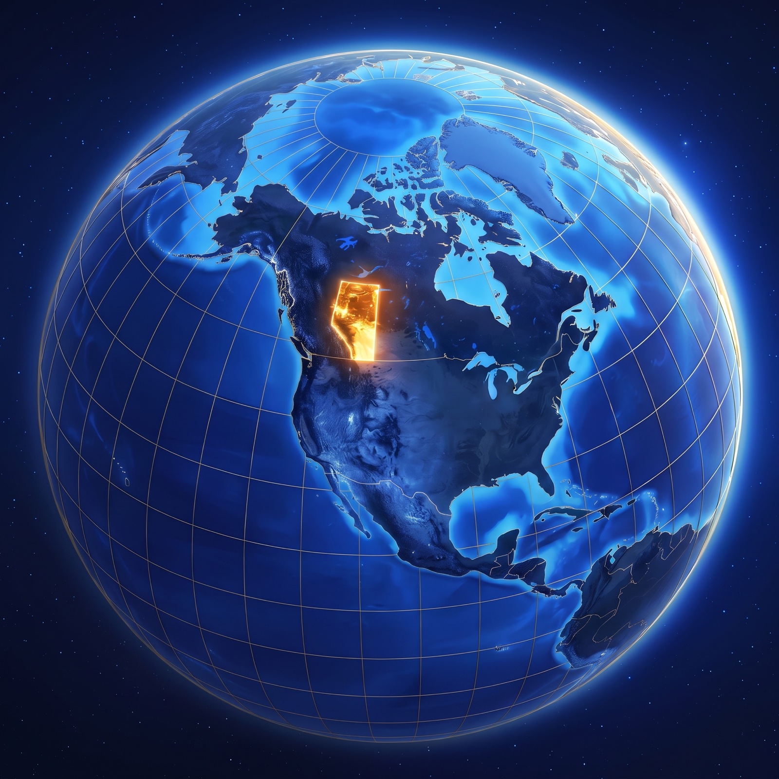 The Earth with Alberta highlighted in gold